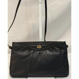 Vintage Etienne Aigner Black Leather Shoulder Bag or Clutch